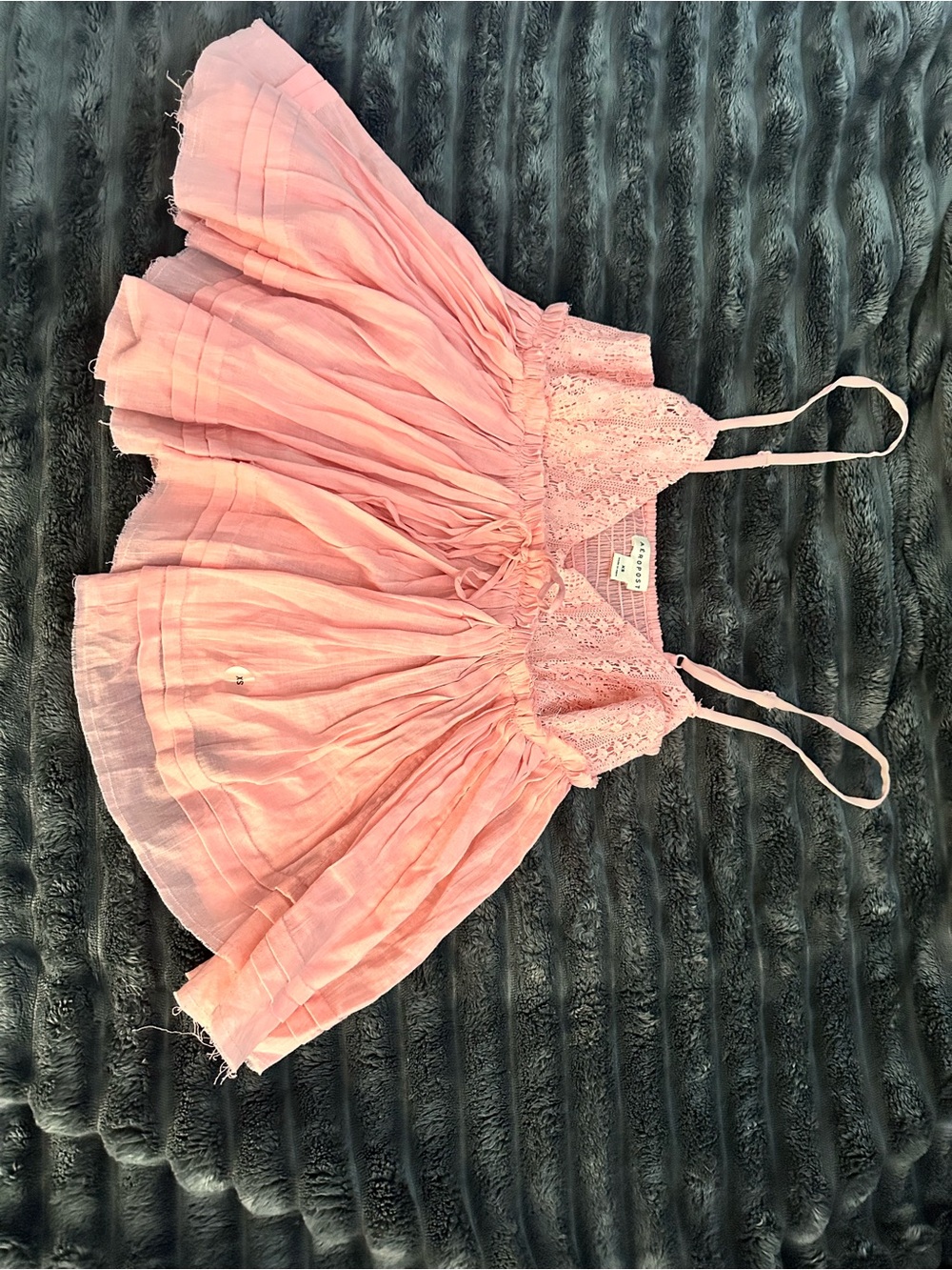 Aeropostale Pink Lace & Cotton Layered Spaghetti Strap Camisole